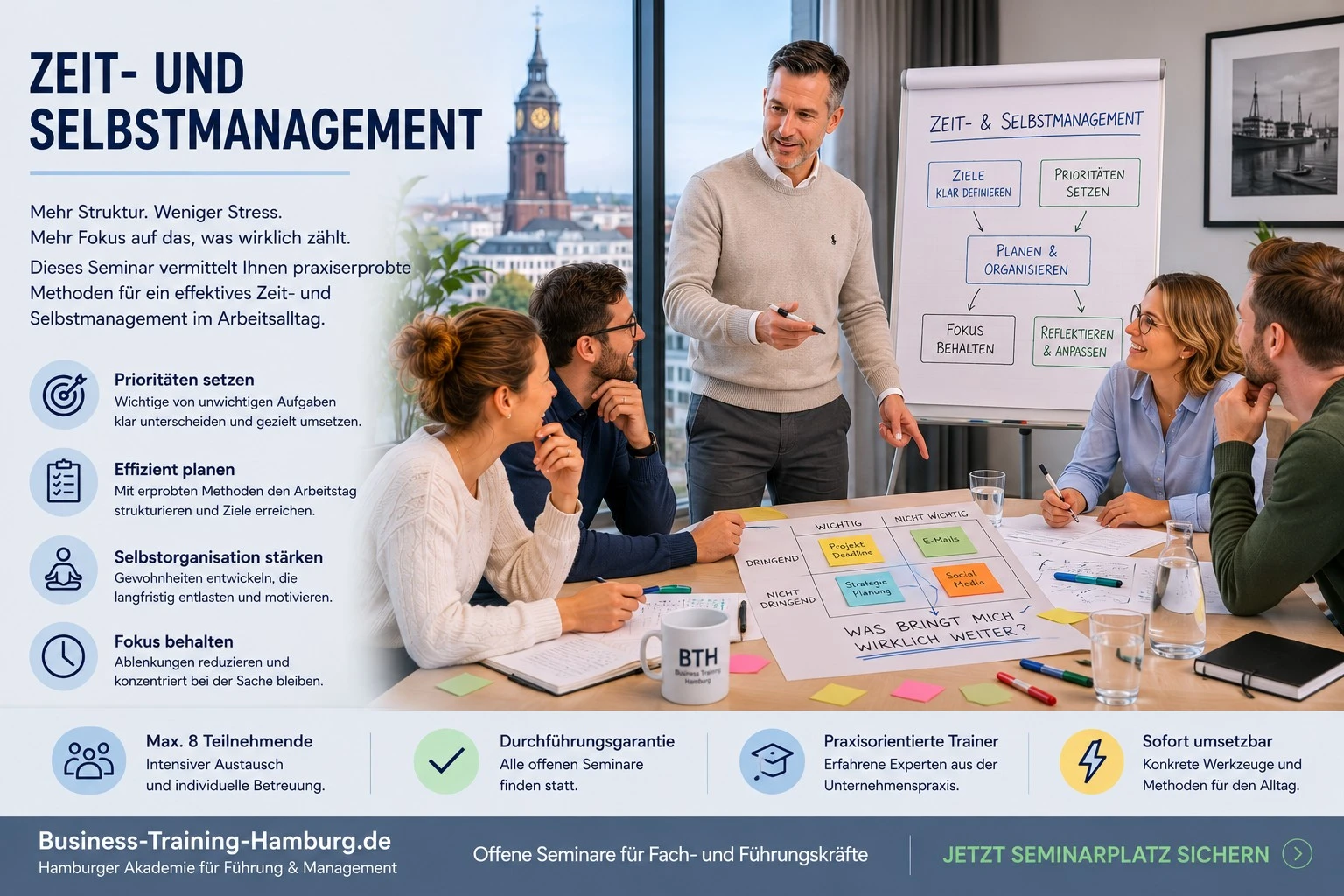 Zeit- und Selbstmanagement – offenes Seminar für Fachkräfte in Hamburg